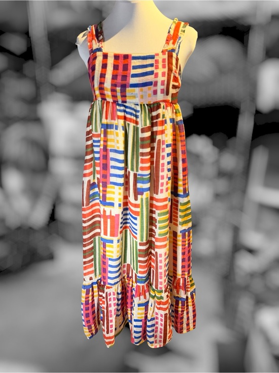 THML Dresses & Skirts - THML Brush Strokes Sundress | Multicolor Abstract Tiered Midi | Size M
